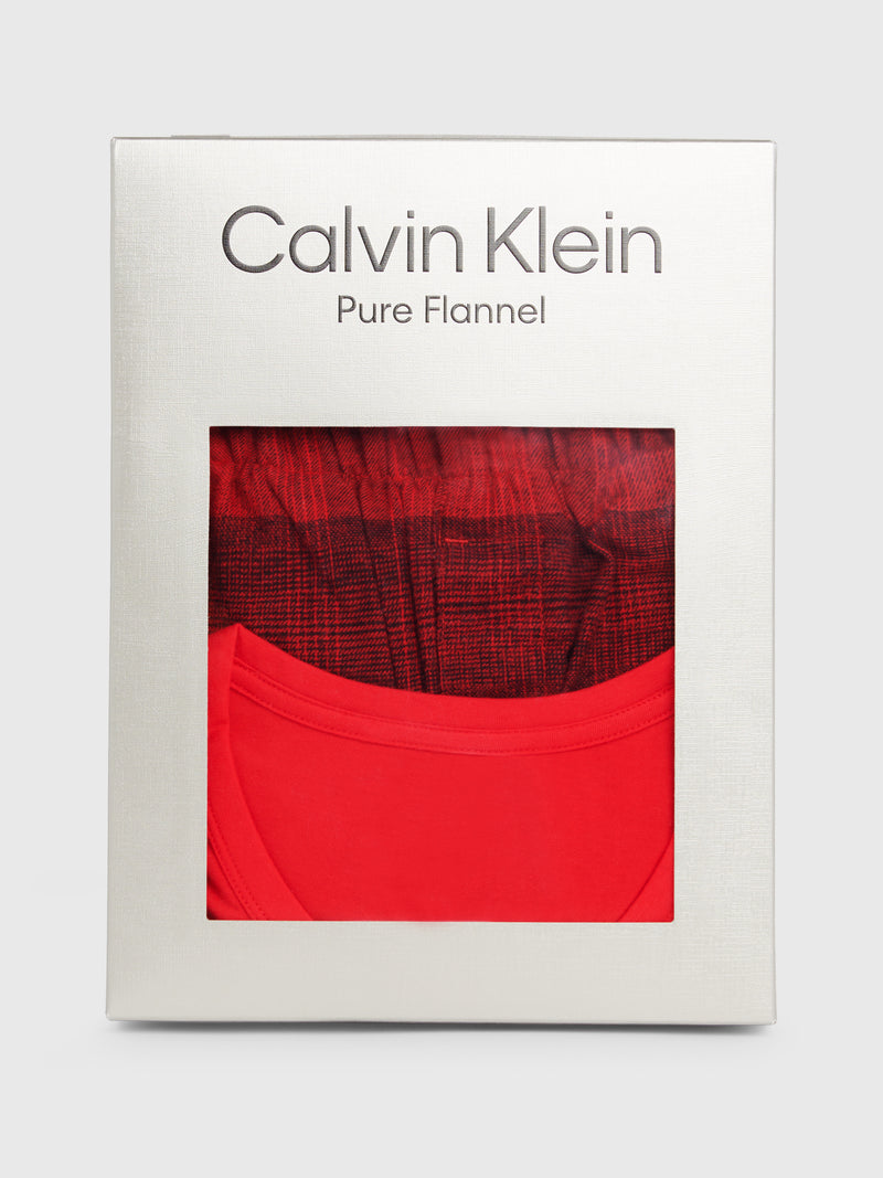 Calvin Klein Check Flannel Pyjama Set in Rouge