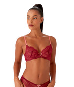 Gossard Superboost Lace Plunge Bra in Cranberry/Raspberry Sorbet