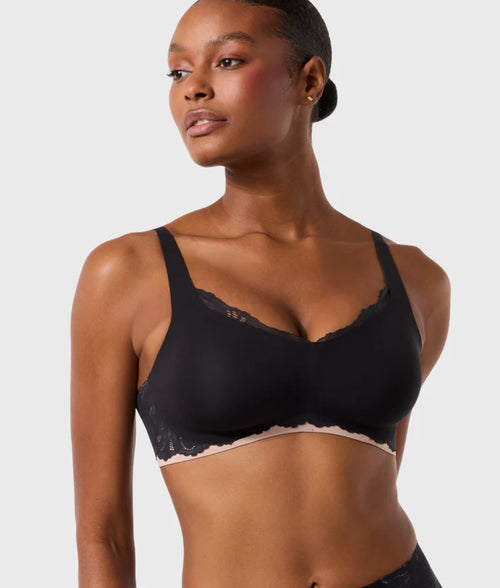 Evelyn & Bobbie Smooth Lace Beyond Bra in black lace front view