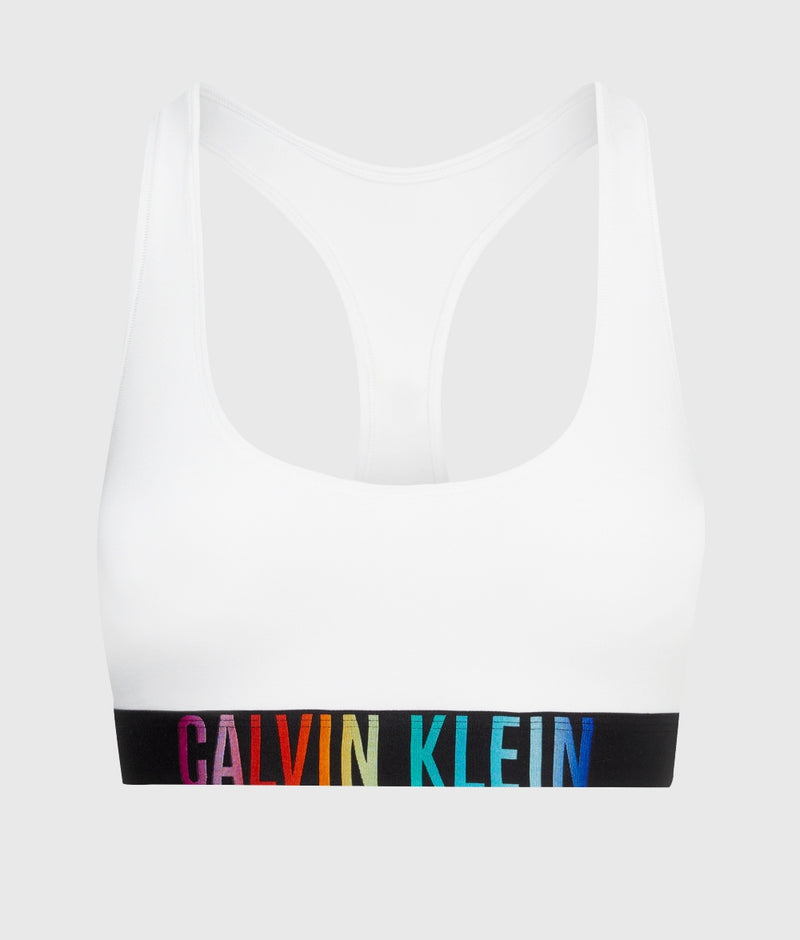 Calvin Klein Unlined Bralette in White/Ombre Pride