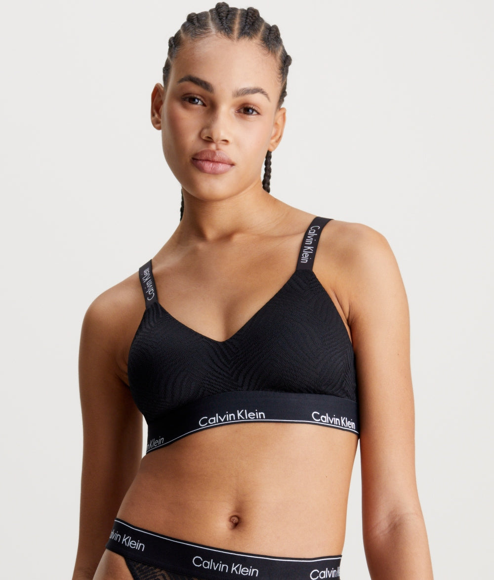 Calvin Klein Lightly Lined Moulded Lace Bralette in Black – Mish