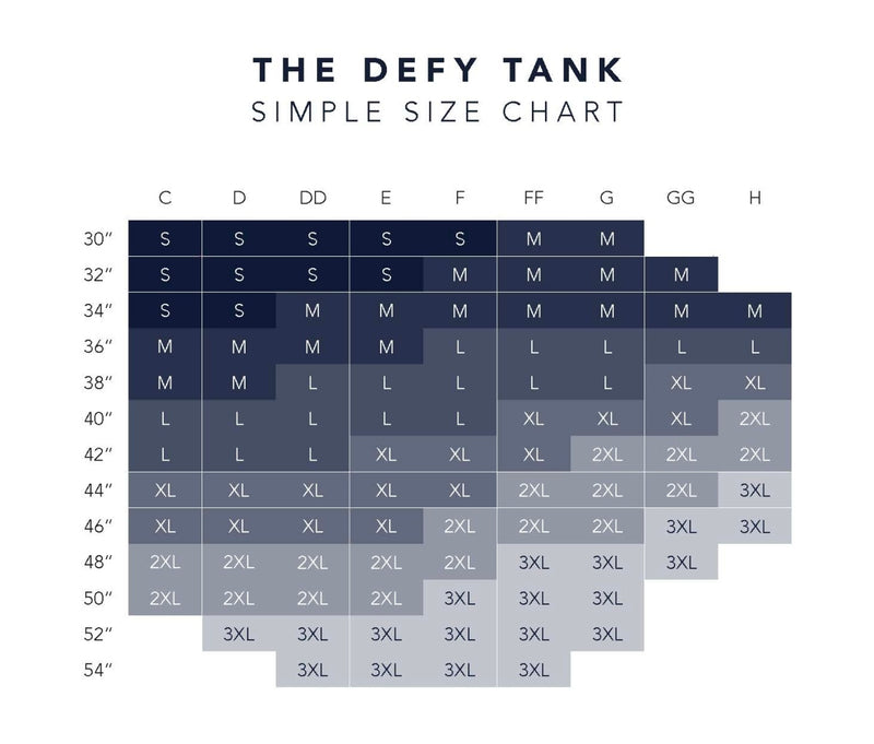 Evelyn & Bobbie Defy Bra Tank with built-in bra in beige Simple Size Chart