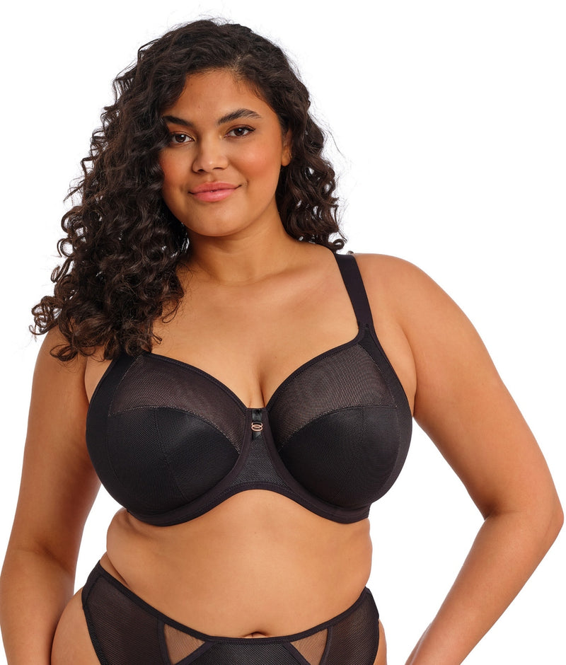 Elomi Kintai Underwired Banded Bra – Black front view