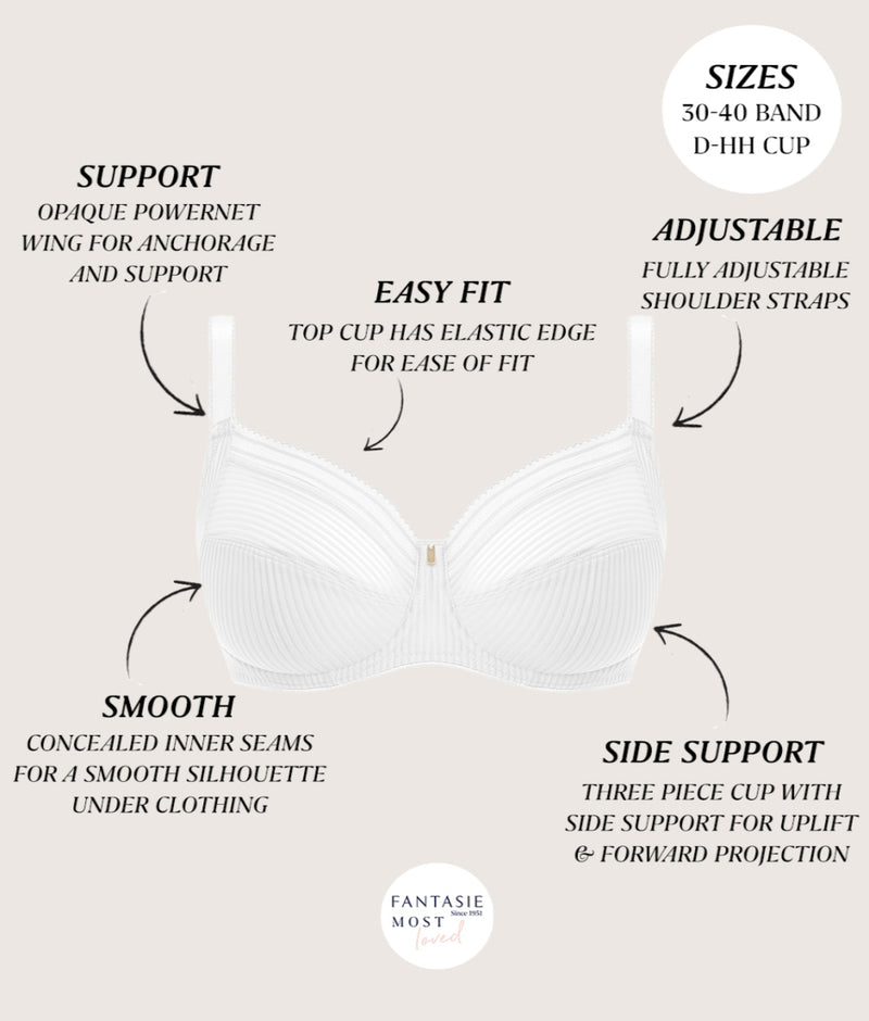 Fantasie Fusion Side Support Bra in White features highlighted on beige background