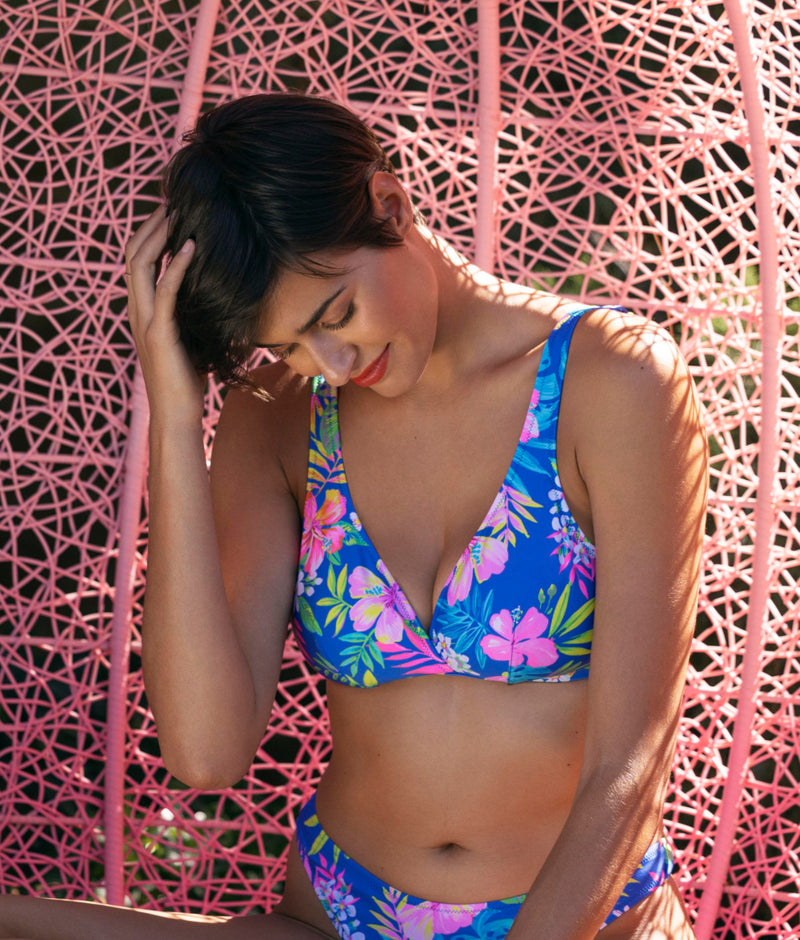 Freya Hot Tropics Non Wired Triangle Bikini Top in Blue Mish