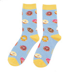 Miss Sparrow Doughnut Print Socks in Powder Blue