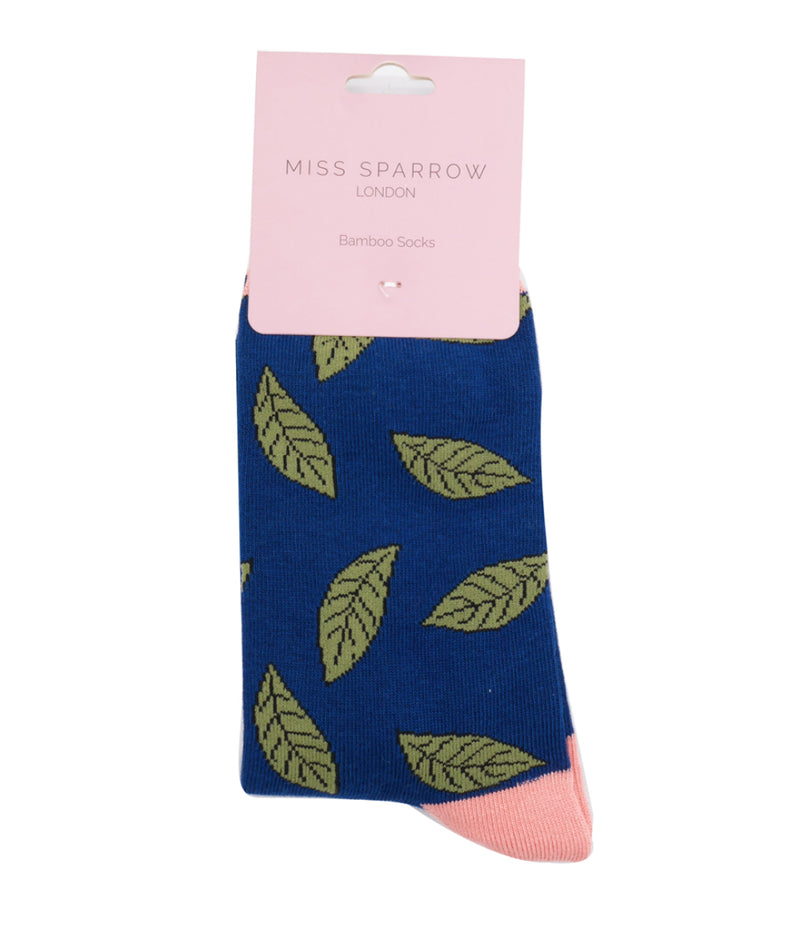 Miss Sparrow Leaves Socks in Navy