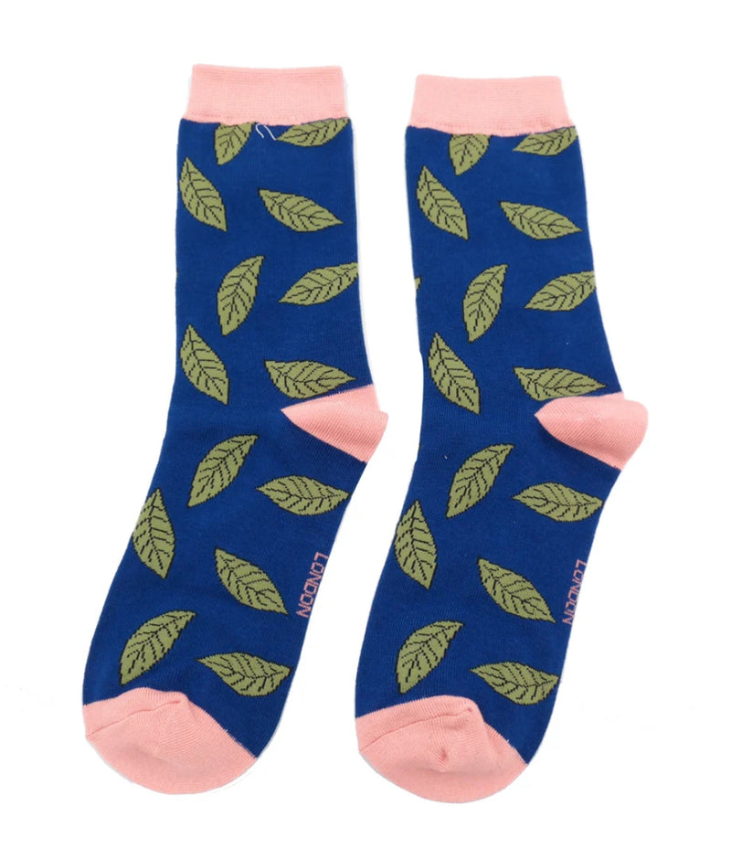 Miss Sparrow Leaves Socks in Navy