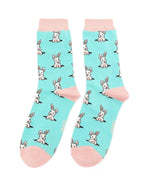 Miss Sparrow Peek a Boo Bunnies Socks in Aqua