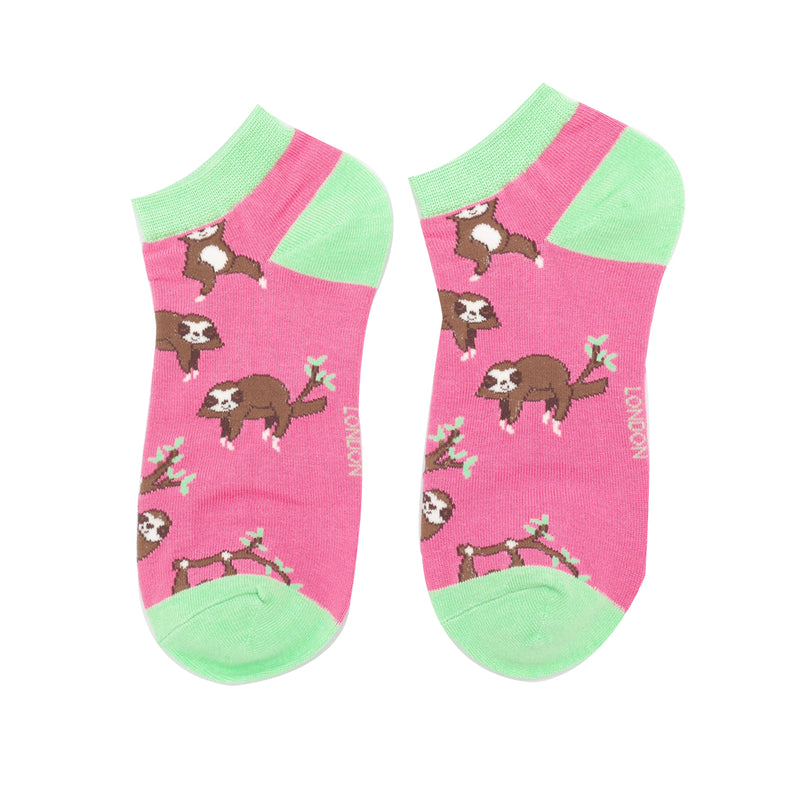 Miss Sparrow Sloth Trainer Socks In Hot Pink