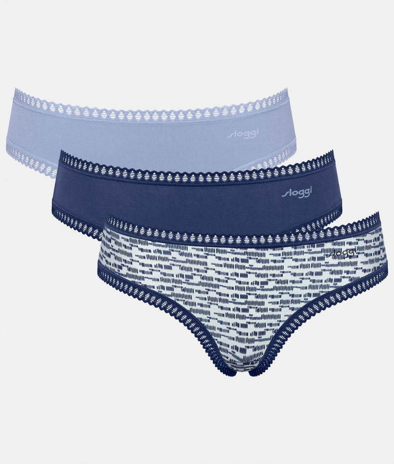 Sloggi GO Crush Hipster Brief 3 Pack in Blue Multi or Pink Multi