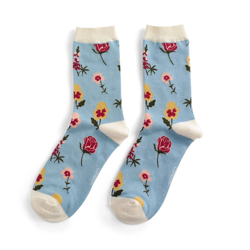 Miss Sparrow Botany Study Socks in Powder Blue