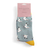 Miss Sparrow Seagulls Print Socks in Duck Egg