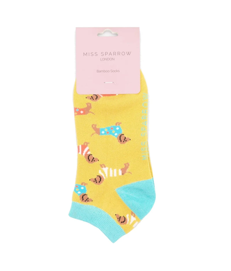 Miss Sparrow Pups in Coats Trainer Socks in Yellow