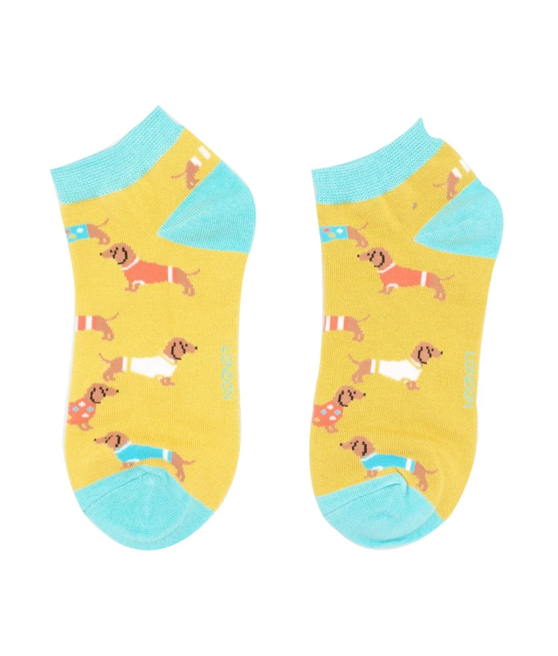 Miss Sparrow Pups in Coats Trainer Socks in Yellow