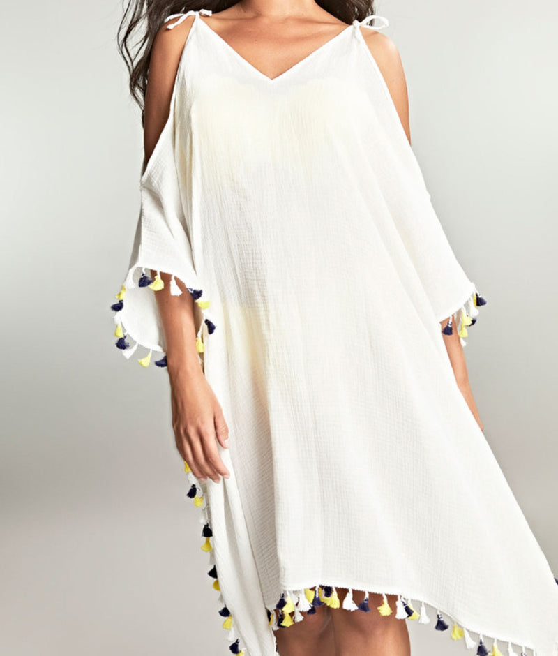 Panache Halle Short Kaftan in White