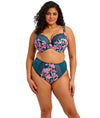 Elomi Lucie Plunge Bra and High Leg Brief set in Teal Floral