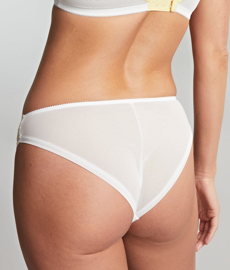 Cleo by Panache Blossom Brazilian Brief in White/Lemon