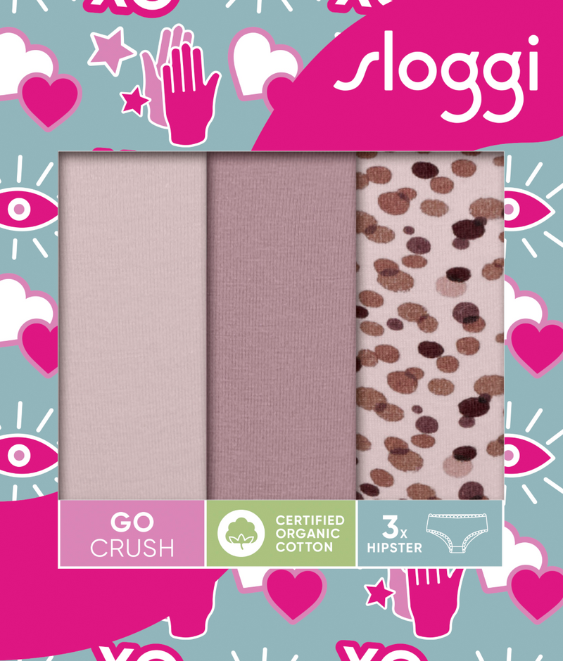 Sloggi GO Crush Hipster Brief 3 Pack in Blue Multi or Pink Multi