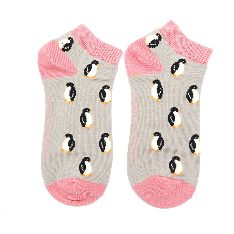 Miss Sparrow Little Penguins Trainer Socks In Silver