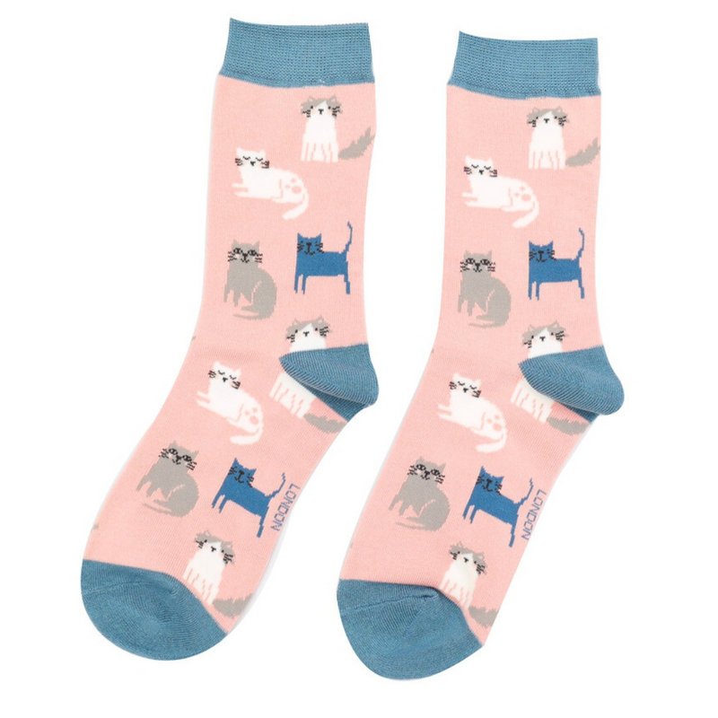 Miss Sparrow Cute Kitten Socks In Dusky Pink