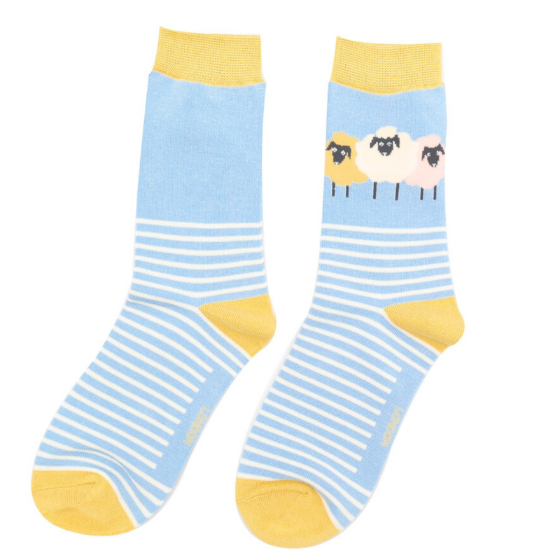 Miss Sparrow Sheep Pals Socks In Powder Blue