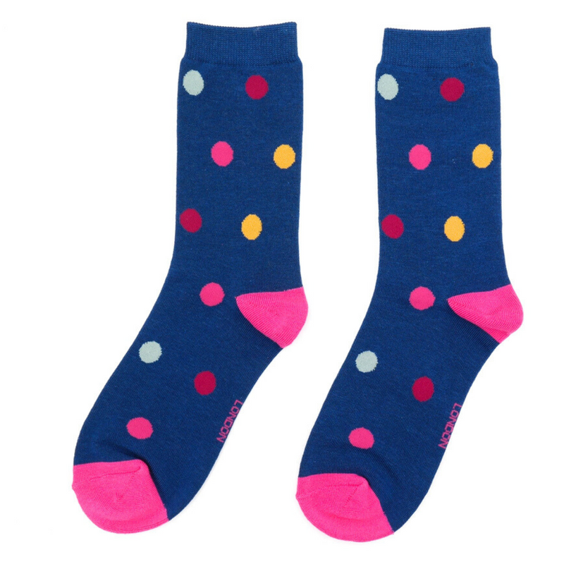 Miss Sparrow Spotty Socks In Navy