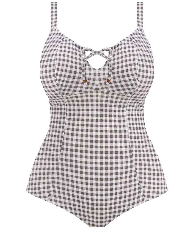 Elomi Checkmate Non Wired Swimsuit In Grey Marl