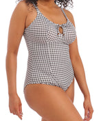 Elomi Checkmate Non Wired Swimsuit In Grey Marl