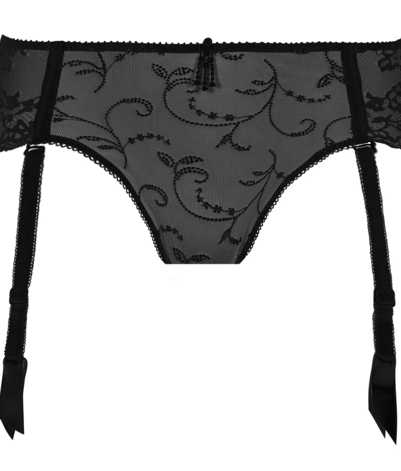 Empreinte Ginger Thong with Removable Suspenders in Black