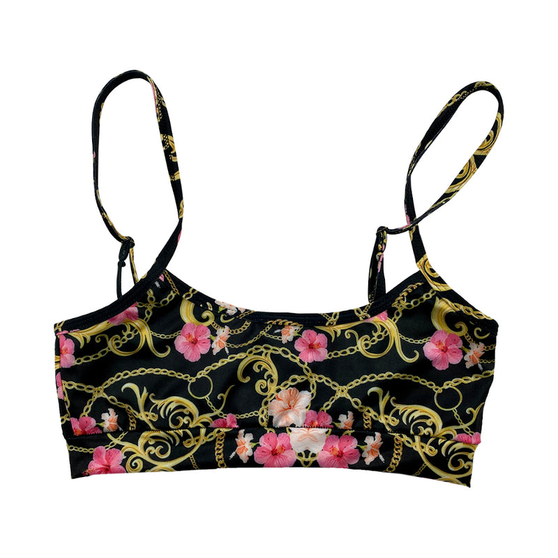 Happy Undies Maya Bralette In Flower Gold Chain
