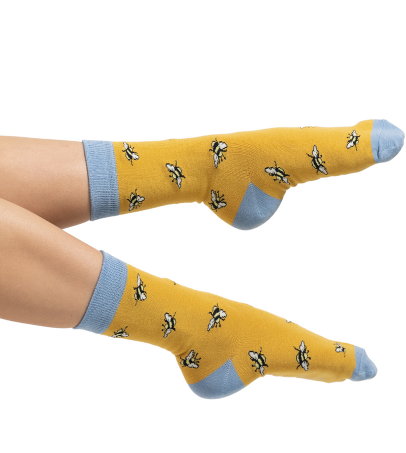 Miss Sparrow Bumble Bee Socks In Light Yellow