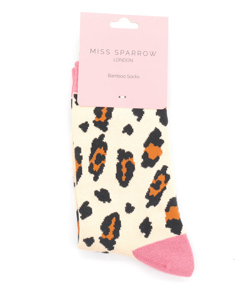Miss Sparrow Leopard Spot Socks In Cream
