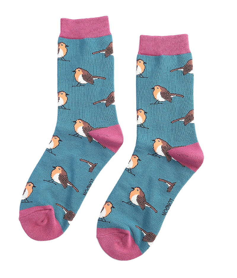 Miss Sparrow Robins Socks In Teal