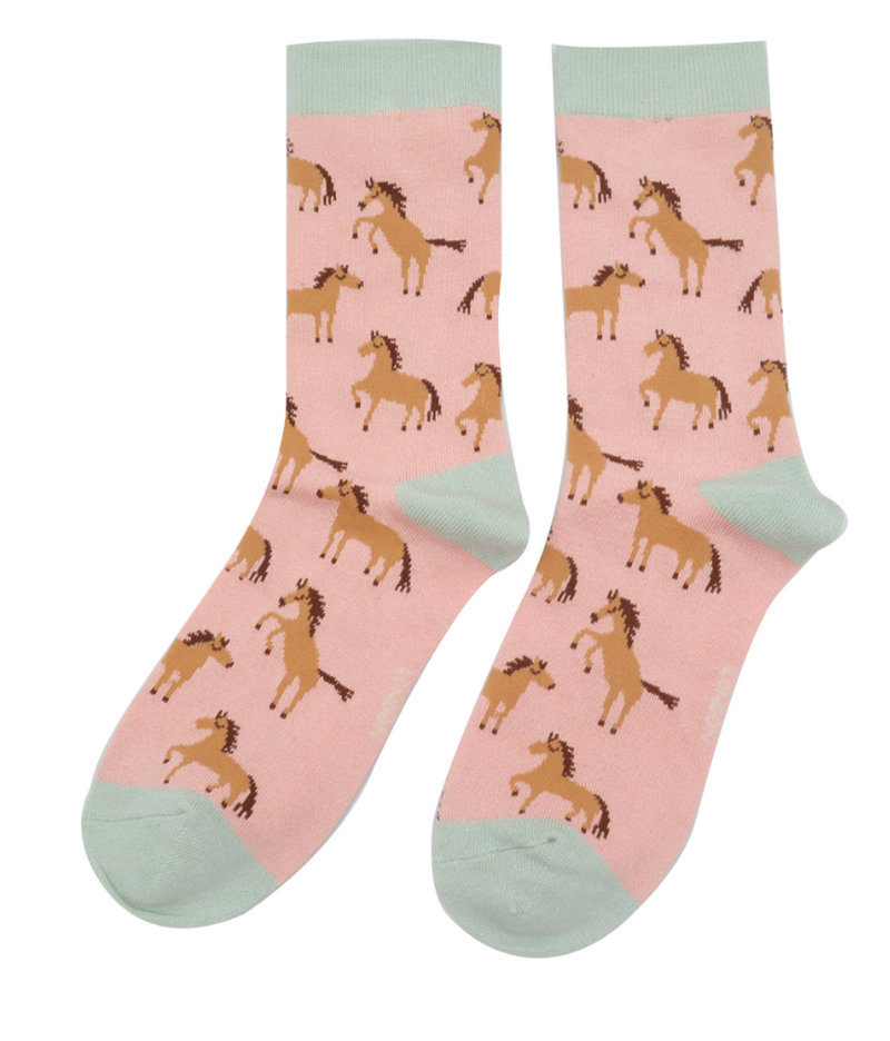 Miss Sparrow Wild Horses Socks In Dusky Pink