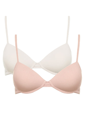 Royce Teen Non-Wired Soft Cup Bra in Cream & Blush (2 Pack) – Mish