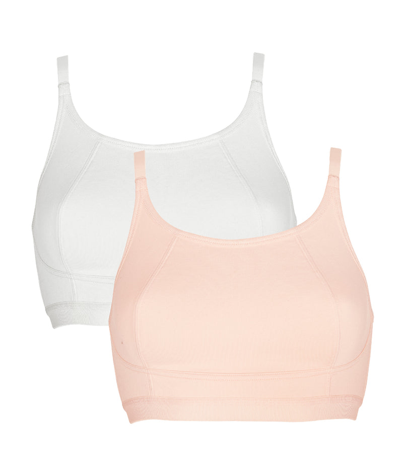 Royce Lola Non-Wired Crop Top (2 Pack) in Peach and White