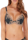 Wacoal Embrace Lace Plunge Bra in Ebony and Sand