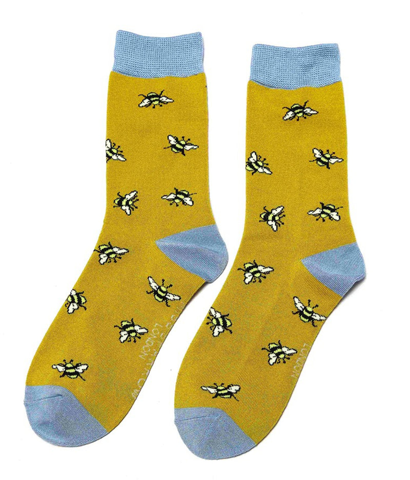 Miss Sparrow Bumble Bee Socks In Light Yellow